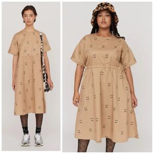 Lazy Oaf happy sad dress in beige - 12
